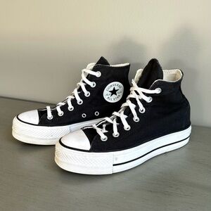 Converse All Star Chuck Taylor Black High-Top Platform Canvas Sneakers Women 7